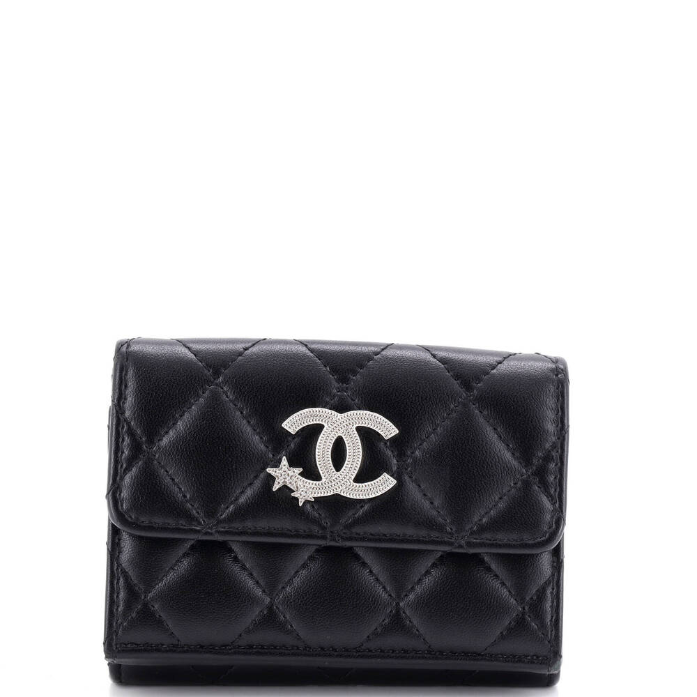 Chanel Small CC Stars Trifold Flap Wallet Quilted Lambskin
